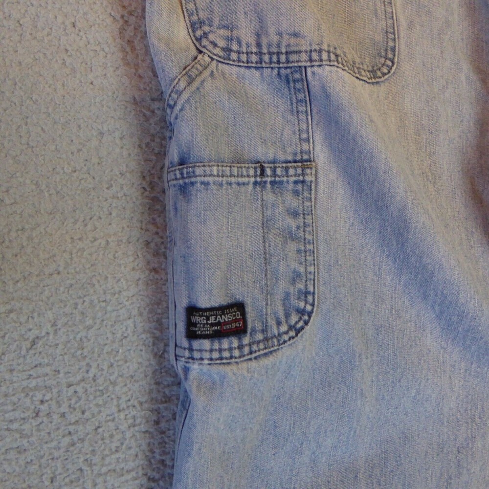 Vintage Wrangler Jeans Mens 38x31 Blue Carpenter Light Wash Straight Leg Painter - Picture 9 of 12